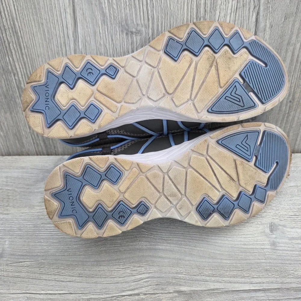 Vionic Jada Sneakers Gray Blue Bungee Slip On Walking Shoes‎ Womens 9